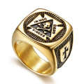 Fingers Master Square Rings Stainless Steel Gold Plated Exquisite Jewelry Ring